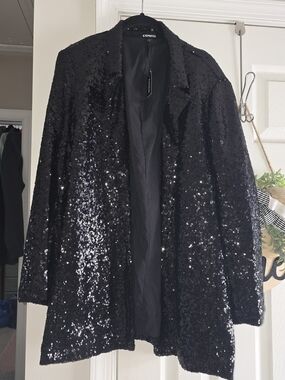 Express Black Sequin Blazer Jacket